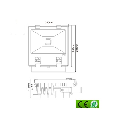 70W Bridgelux Outdoor Led Flood Lights IP65 Ra 80 With Cold White 6000K Led